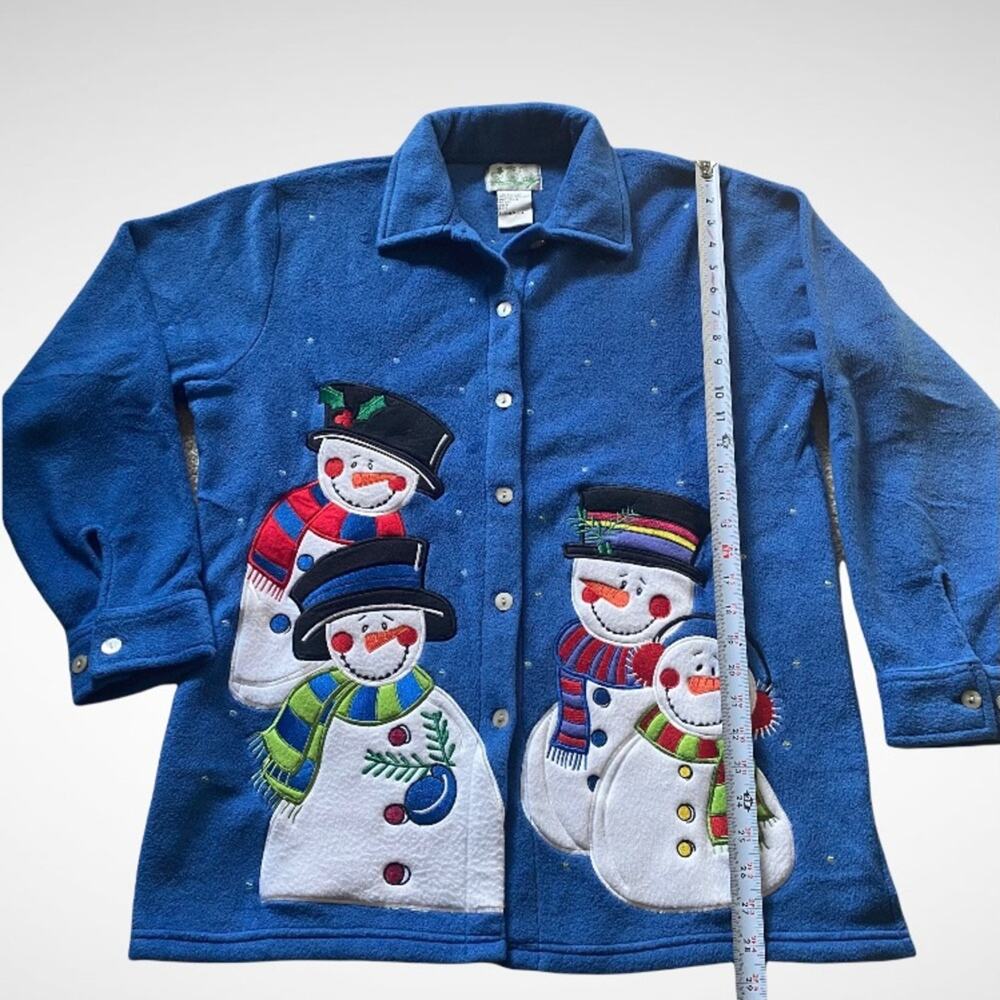 The Quacker Factory 2-Sided Snowman Button-Up Sha… - image 4